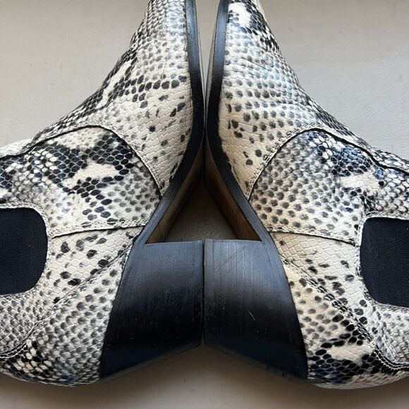 Paige Willa Cream & Black Snake Skin Print Leather Western Cowgirl Ankle Boot 9 - Picture 5 of 16